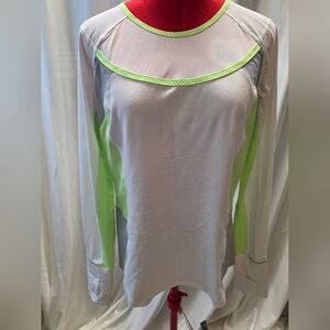 Lululemon White and Green Long Sleeve Top
